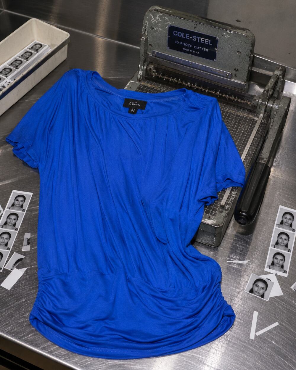 Skin Royal Blue Dolman Sleeve Draped Top Size Medium Made in USA